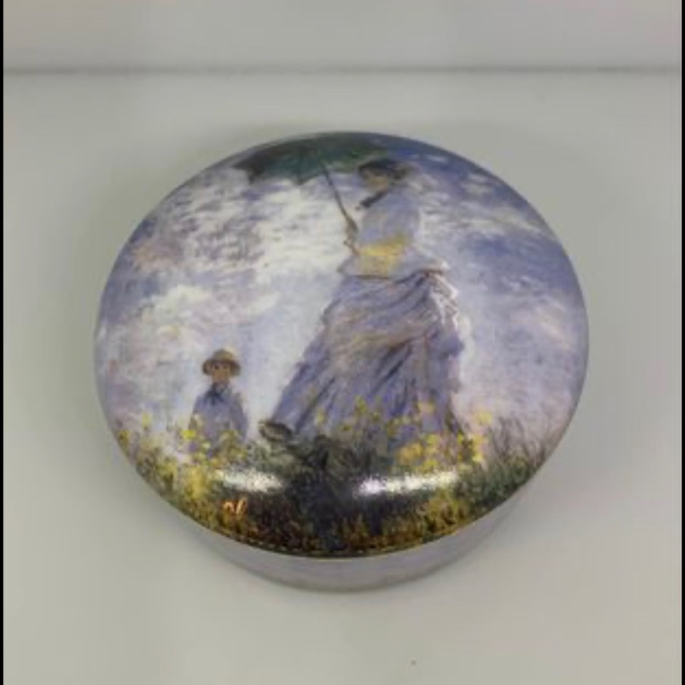 Goebel Artis Orbis German Porcelain Claude Monet Trinket Box Woman With Parasol